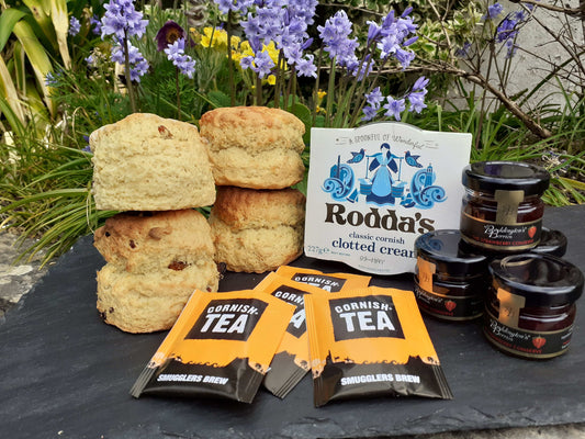 cream tea for two with fruit and plain scones